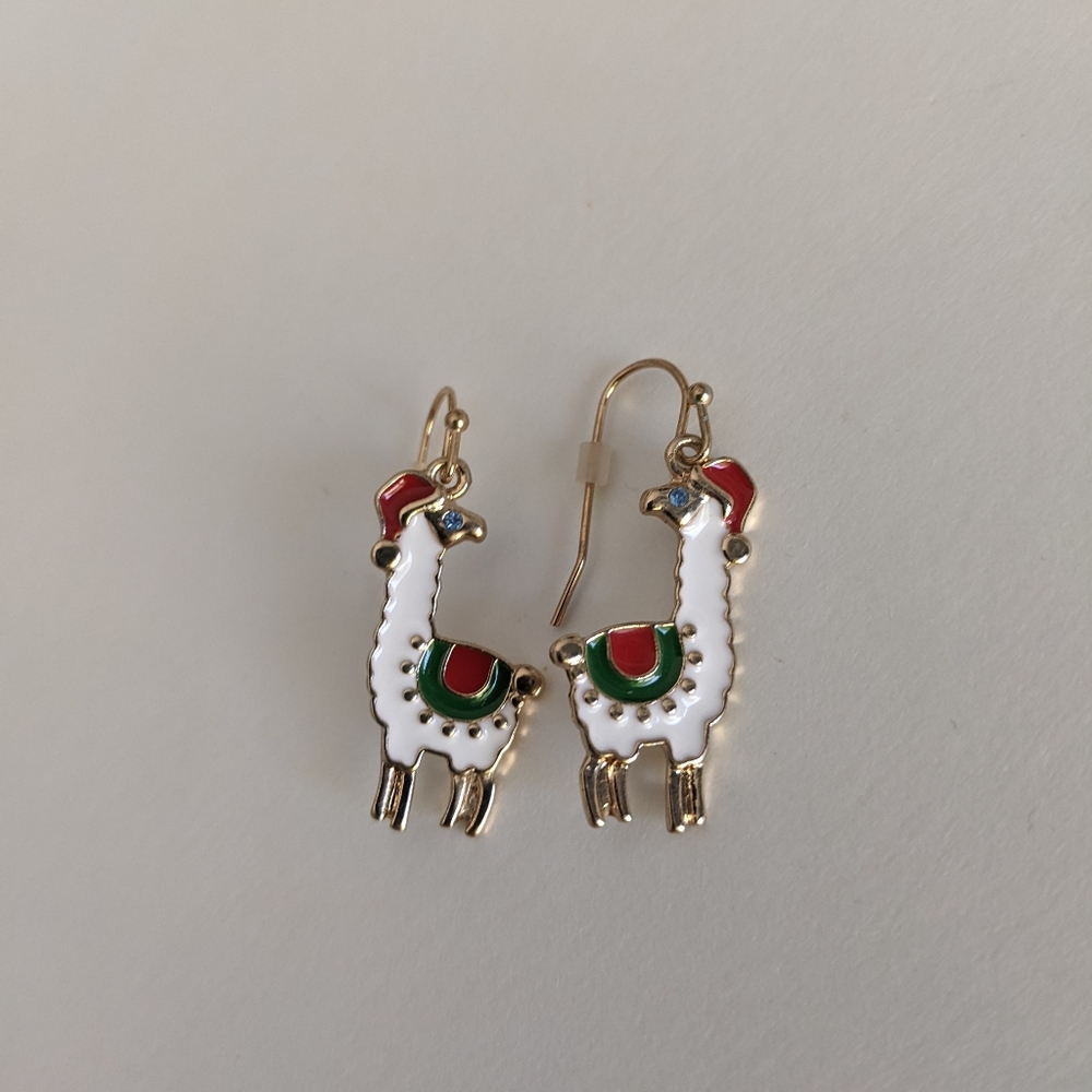 Avon "Fa La La Llama" Christmas Earrings, New without tags - Picture 2 of 5